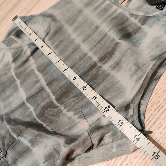 NEUW Maxi Dress Size 6 Gray Shibori Tie Dye Sleeveless Cut Out Pleated Festival - Picture 13 of 16